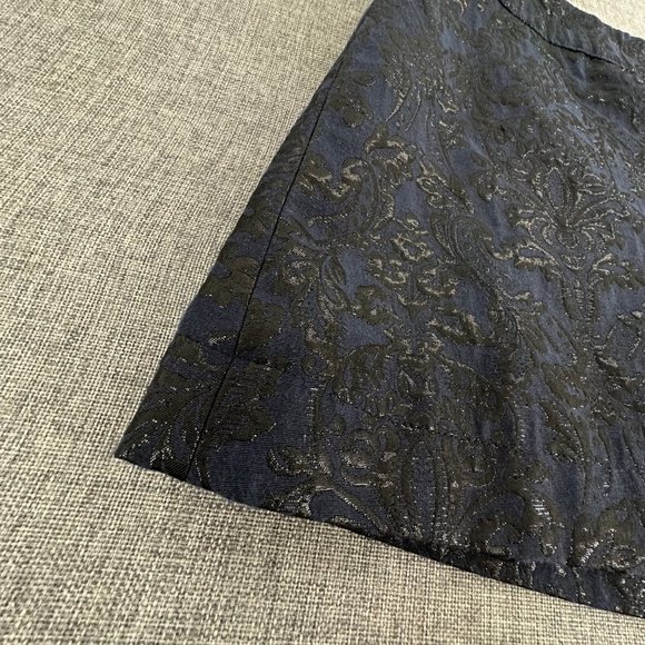 Abercrombie & Fitch Mini Skirt Navy Blue & Metallic Black 00 Lined Zipper Closur - Picture 3 of 14
